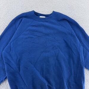 Vintage Hanes Her Way Sweatshirt Womens L Blank Blue Crewneck Pullover USA 90s